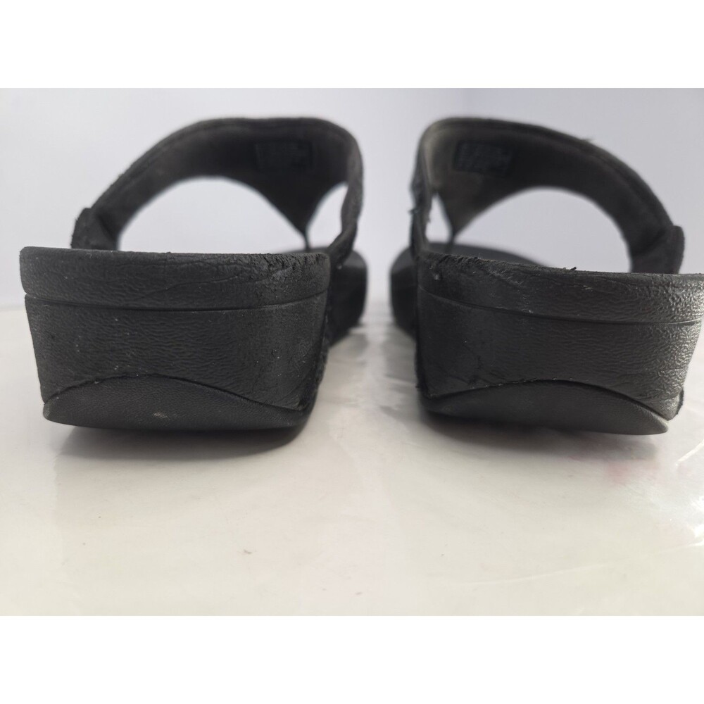 Fitflop LuLu Black Glitter Toe-Post Sandals Thong Platform Sz 8 Comfortable - Picture 6 of 8